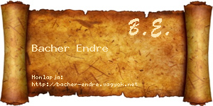Bacher Endre névjegykártya